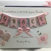 Personalised Handmade New Baby Girl Card Gift Boxed Keepsake 
