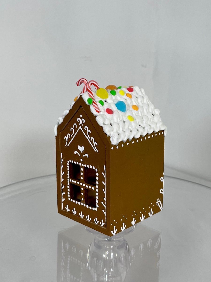 Hand Painted Gingerbread Style Wooden Box House Christmas Decorations Handmade