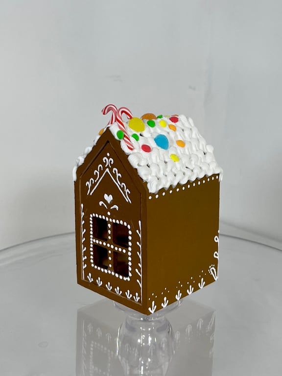 Hand Painted Gingerbread Style Wooden Box House Christmas Decorations Handmade