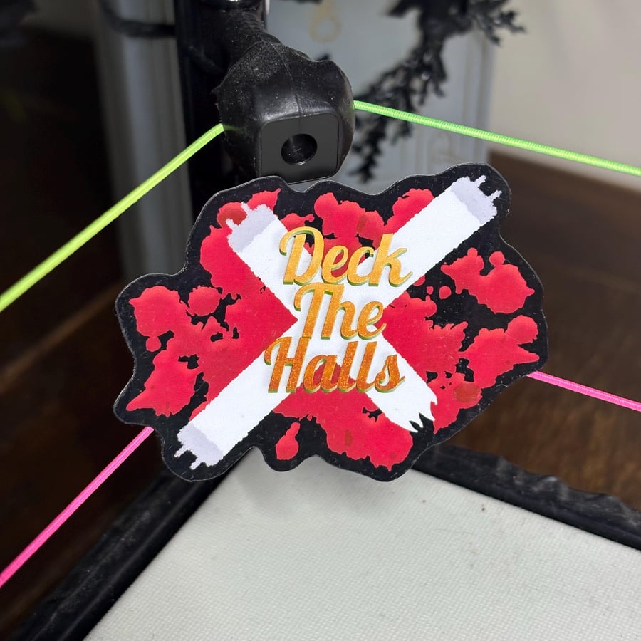 Deck the halls deathmatch wrestling themed sticker. Light tube Christmas sticker