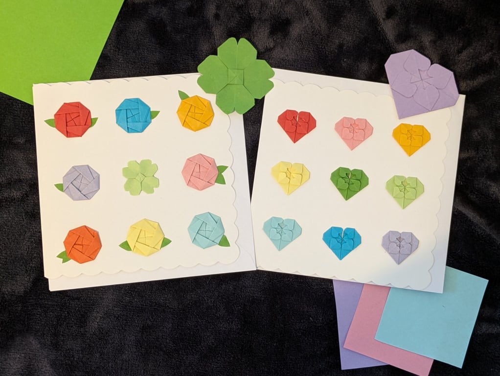 Free shipping - 3D Origami Greeting Card - 9 Rose or 9 Heart