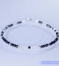 Black Spinel Sterling silver &  Rose Quartz dainty handmade beaded bracelet - Image 1