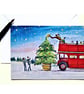 Christmas Themed London Bus and Christmas Tree Card A5 size - Image 1