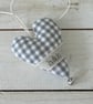 SPOOKY HALLOWEEN HEART DECORATION - grey gingham checks, silver pumpkin - Image 4