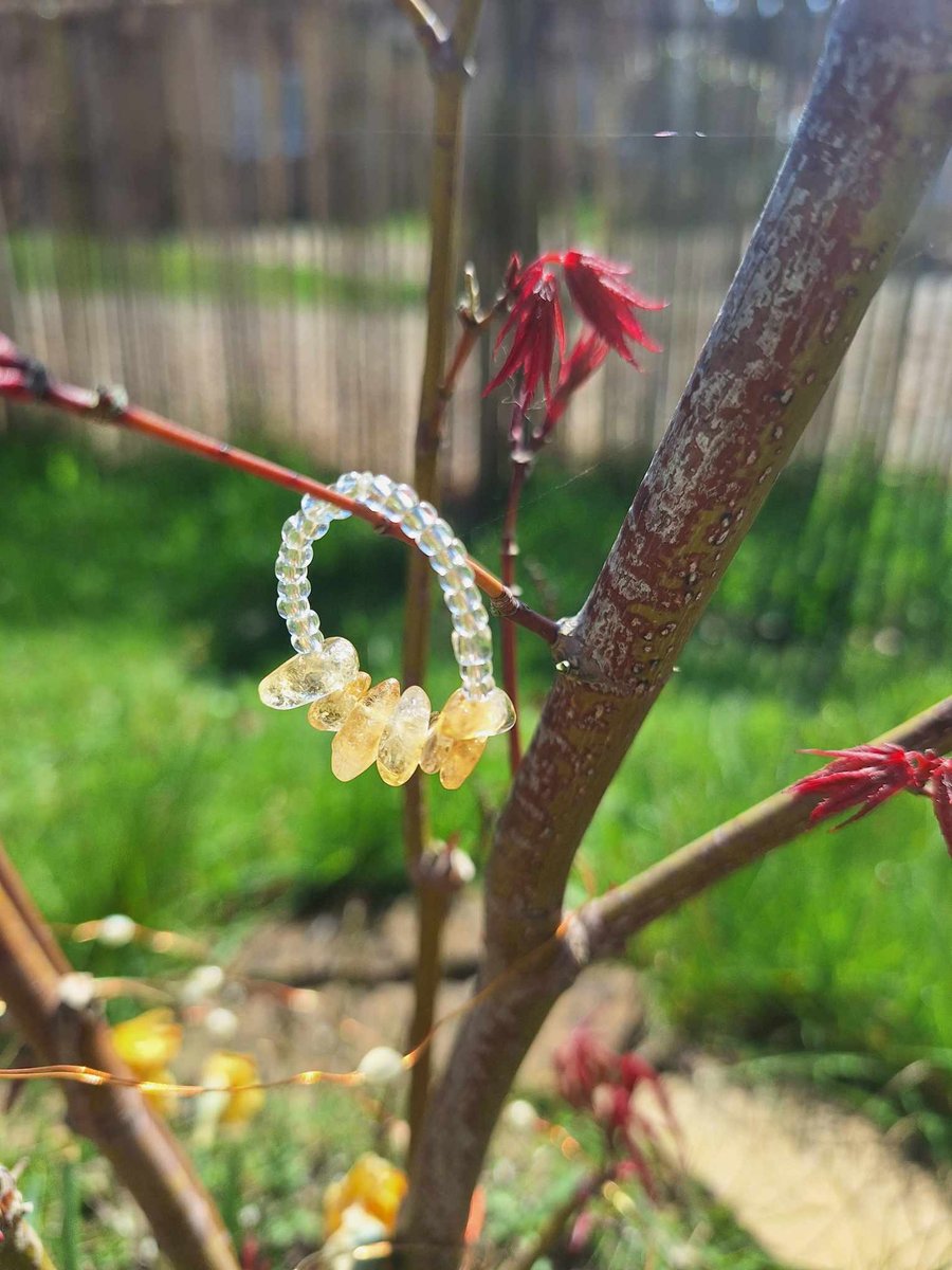 Citrine Gem Stone Chip Ring Solar Plexus Chakra 