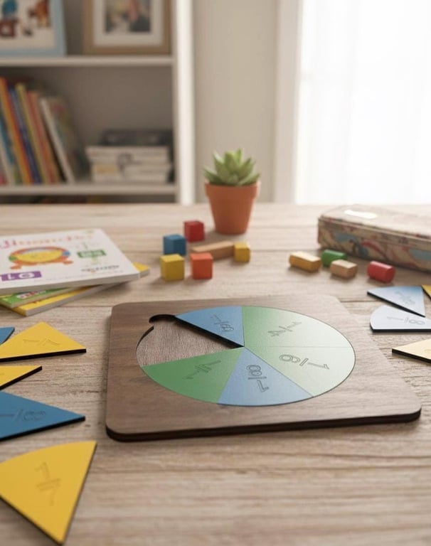 Handmade Coloured Fraction Circles- 34 piece Montessori Set