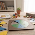 Handmade Coloured Fraction Circles- 34 piece Montessori Set