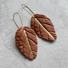 Handmade Polymer Clay Leaf Earrings – Lightweight & Hypoallergenic