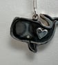 Sterling Silver Sperm Whale with a Fine SIlver Heart - perfect for whale lovers - Image 4