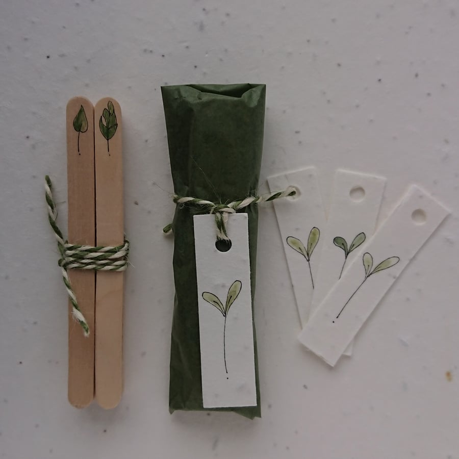 Wooden plant labels, hand painted set of 10 