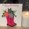 Handmade quilled welly Card