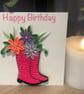 Handmade quilled welly Card - Image 1