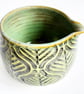Matcha Bowl with Bamboo Scoop - Hand Thrown Stoneware Ceramic Green Glazed Mug  - Image 3