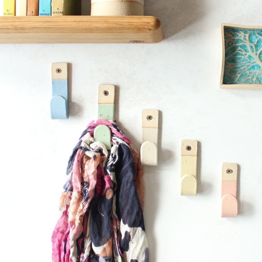 Pastel Stoneware Wall Hooks