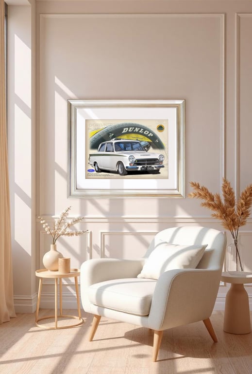 Lotus Cortina Mk1 -1966 at Donington Park - A3 Print