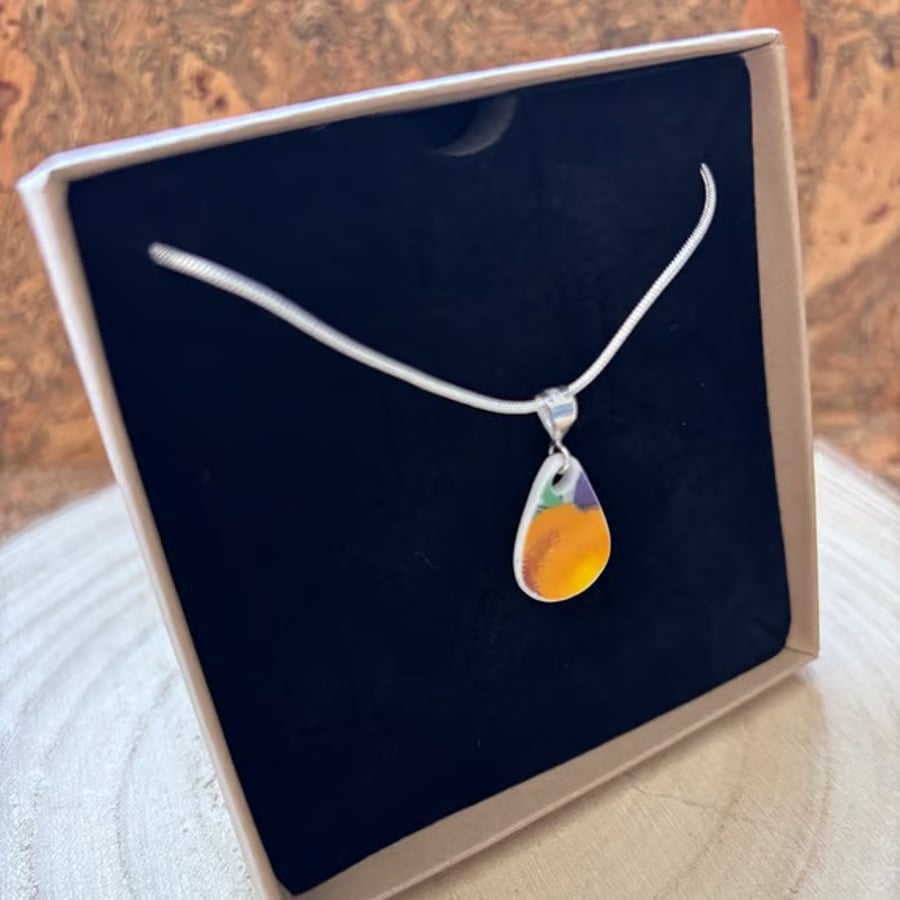 Handcrafted Ceramic Pendant One of a kind gifts Eco Friendly Gifts Silver