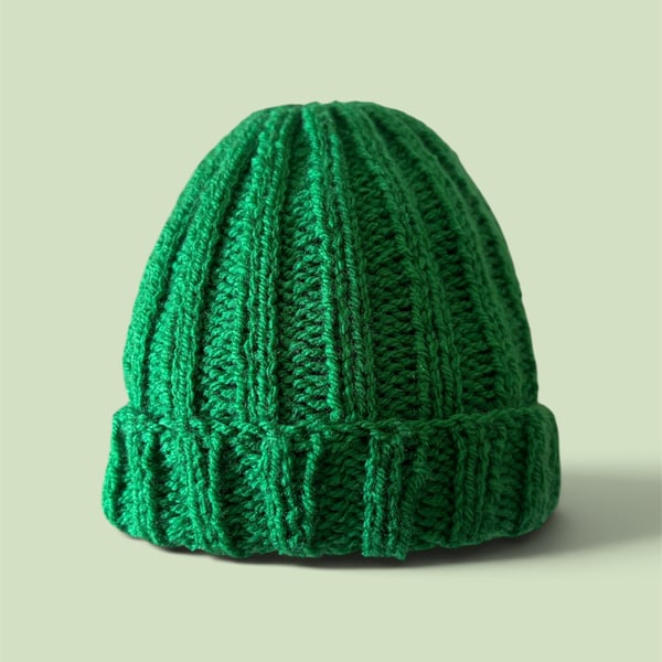 Hand Knitted Stretchy Rib Baby Hat 3-6 Months