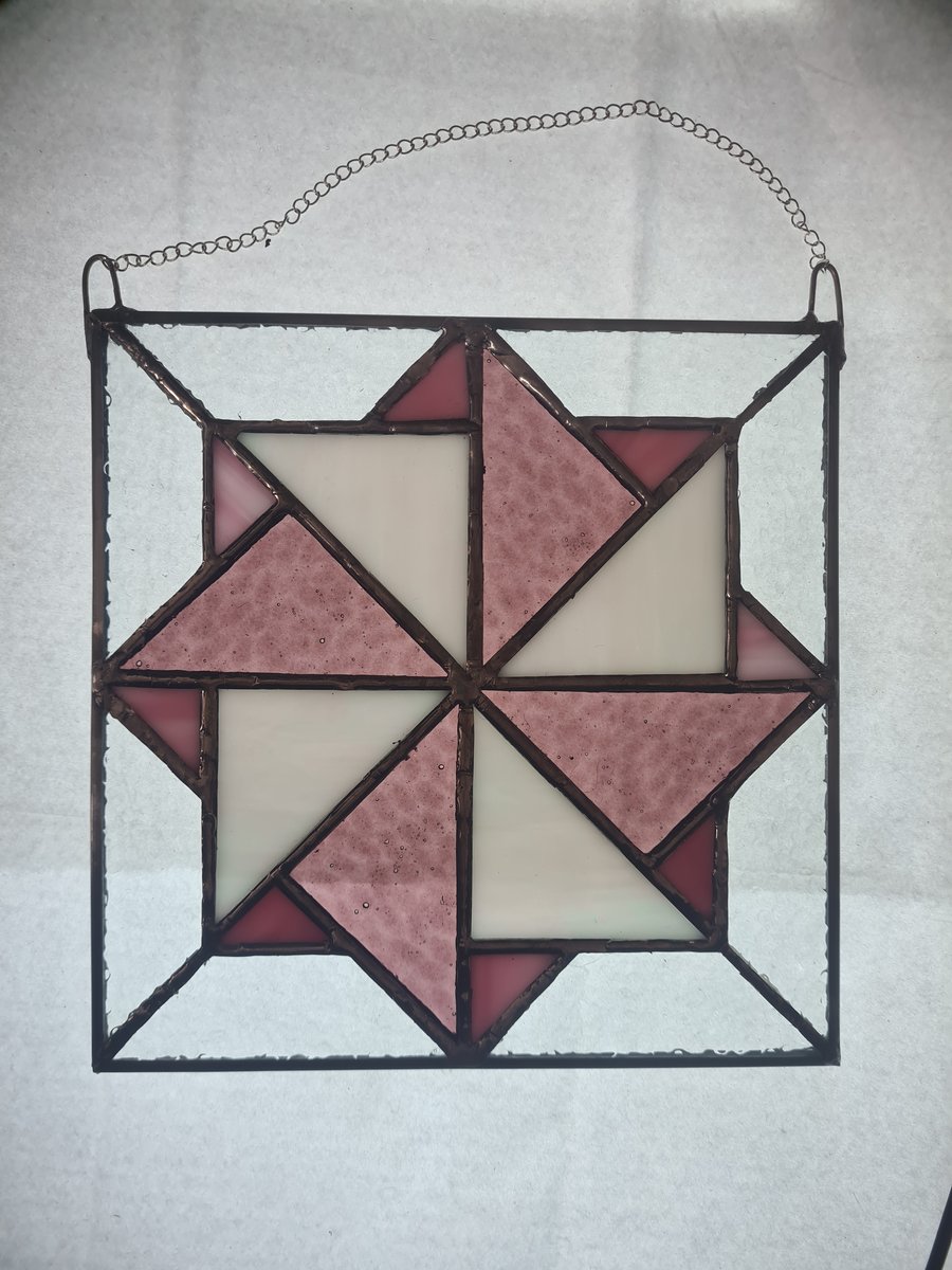 Pink stained glass quilt square