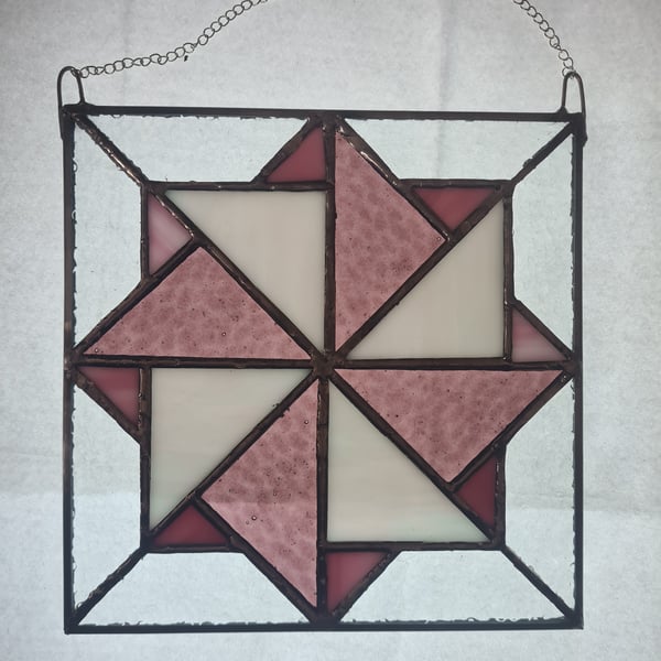Pink stained glass quilt square