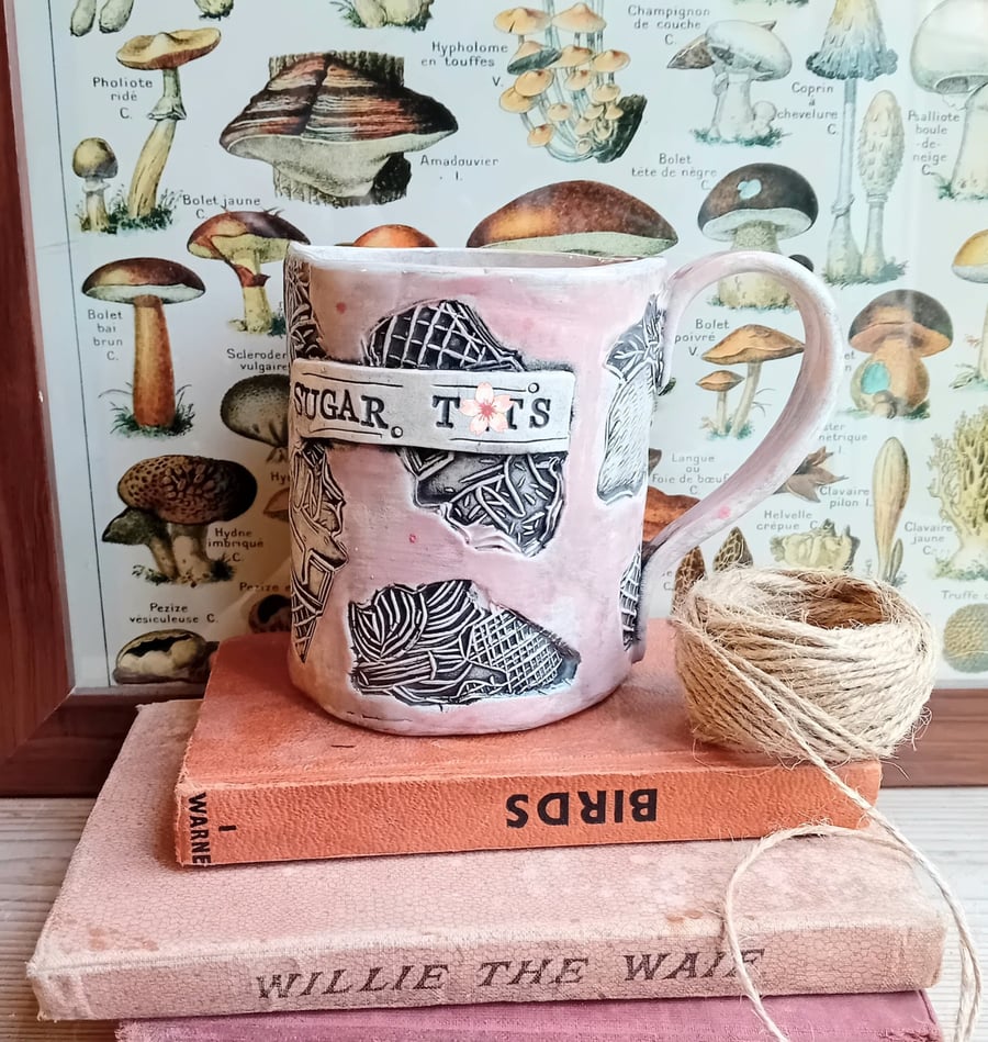 Ceramic handmade coffee mug sugar pink t8ts