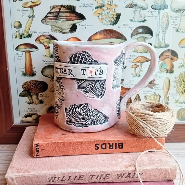 Ceramic handmade coffee mug sugar pink t8ts