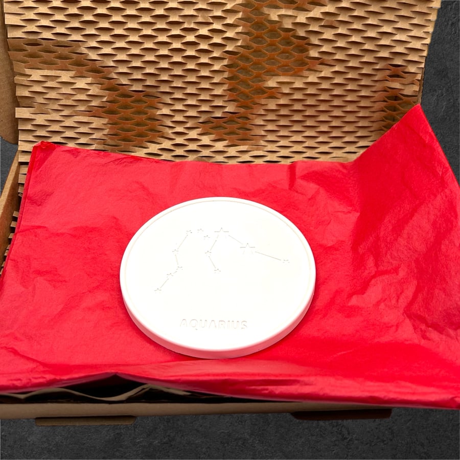 Aquarius Star Sign Drinks Coaster - Sign of the Zodiac Birthday Gift