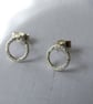 Silver stud earrings - textured silver circle hoop studs - recycled silver - Image 1