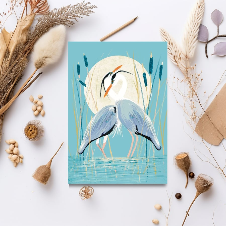 Blank bird card herons great for all occassions