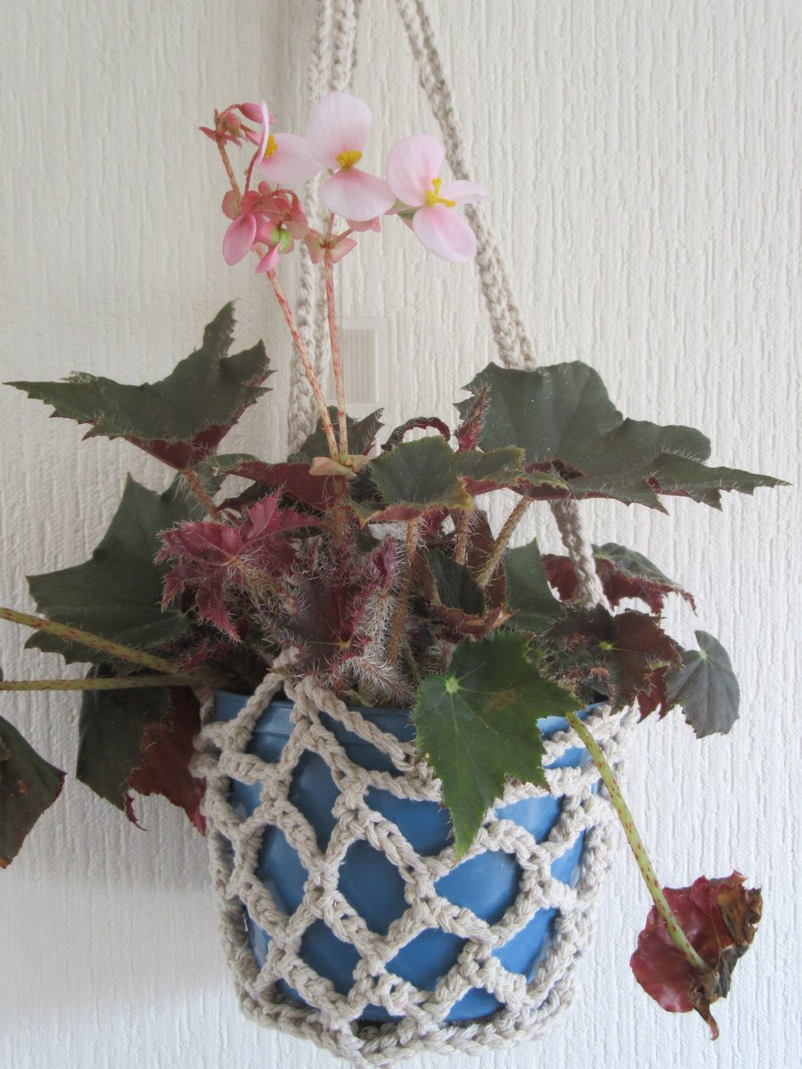 Crochet plant pot hanger