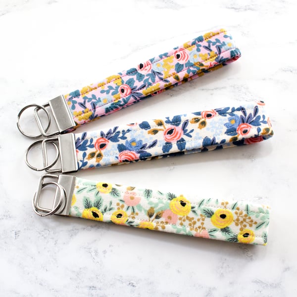 Key Ring, Wristlet - Handmade using Rifle Paper Co Fabric