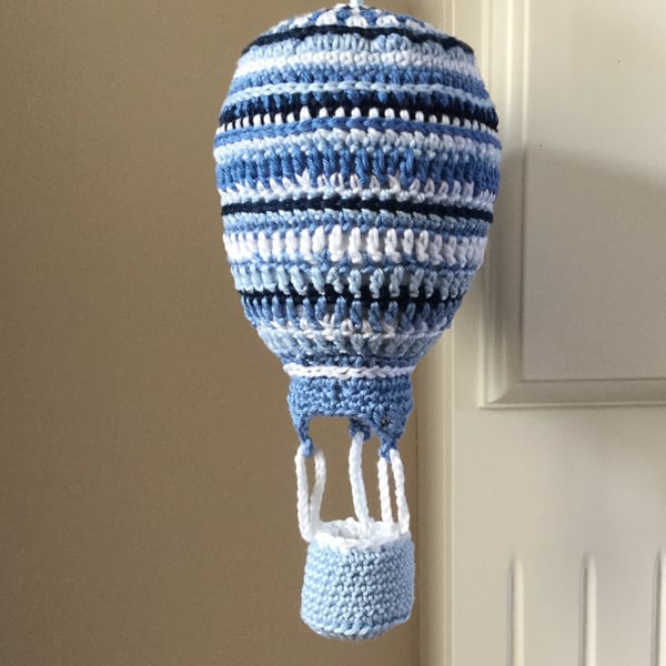 Crochet Hot Air Balloon Nursery Mobile  in Blue