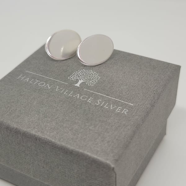 Sterling Silver Oval Shaped Stud Earrings