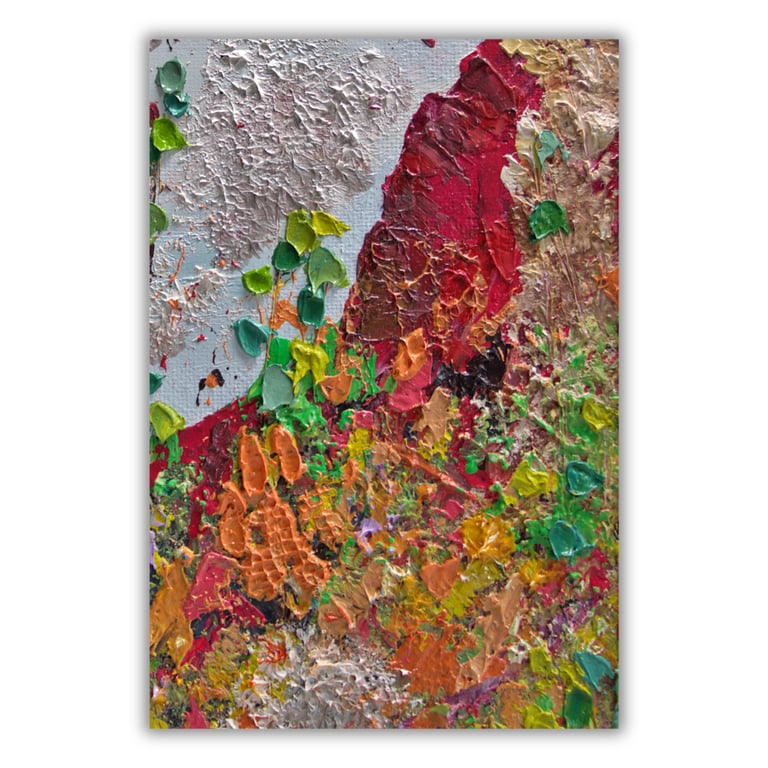 Acrylic landscape - Scottish mountain - Suilven - semi abstract - letterbox gift