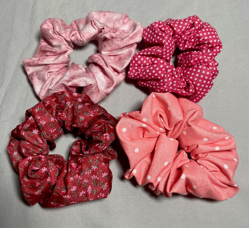 Set of four hair scrunchies