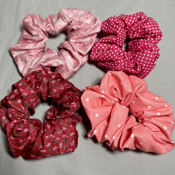 Set of four hair scrunchies