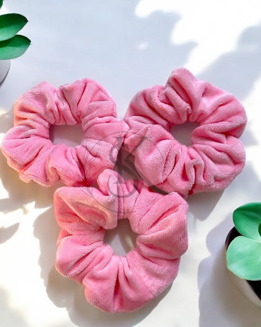 Pink Plush Scrunchies