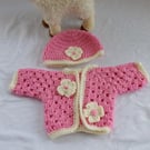 New Born Crochet Cardigan and Hat Set