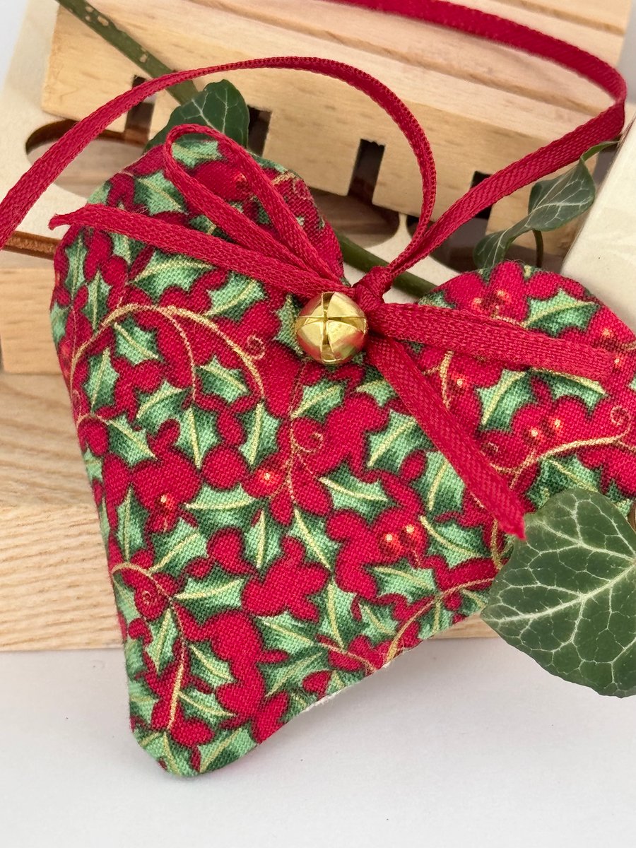 RED HOLLY HEART - Christmas Decoration