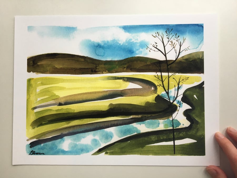 Watercolour Print North Wales Estuary