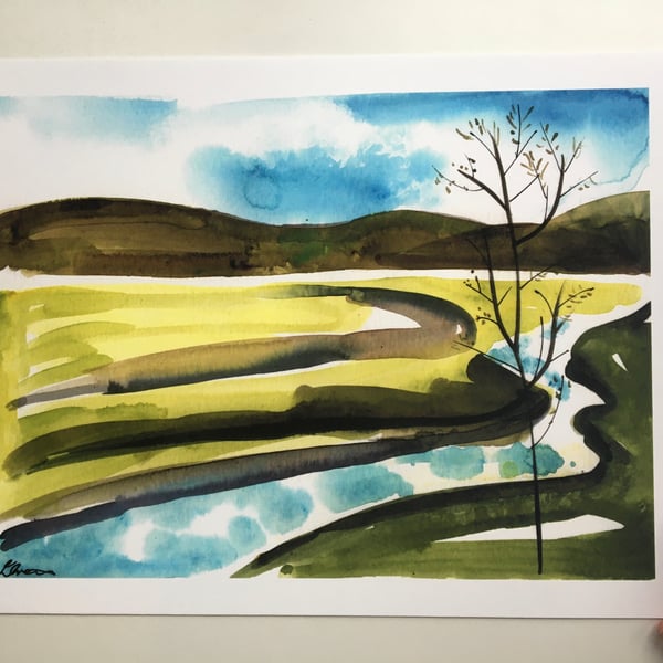 Watercolour Print North Wales Estuary