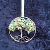 Peridot  Crystal tree of life bangle hangers on a ribbon 