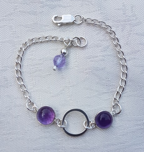 Gorgeous Sterling Silver and Amethyst Bubbles chain bracelet