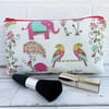 Tropical animals and plants make up bag, cosmetic bag
