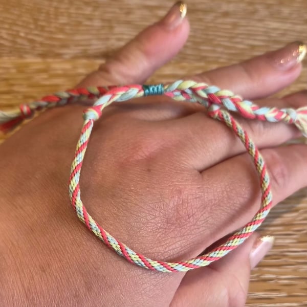 Boho Braided Stacker Bracelet, Handmade Woven Jewellery, Adjustable (STK-0017)