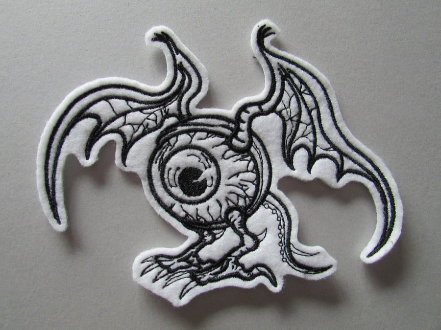 Winged Eyeball Embroidered Felt Sew on Applique Patch