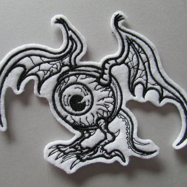 Winged Eyeball Embroidered Felt Sew on Applique Patch