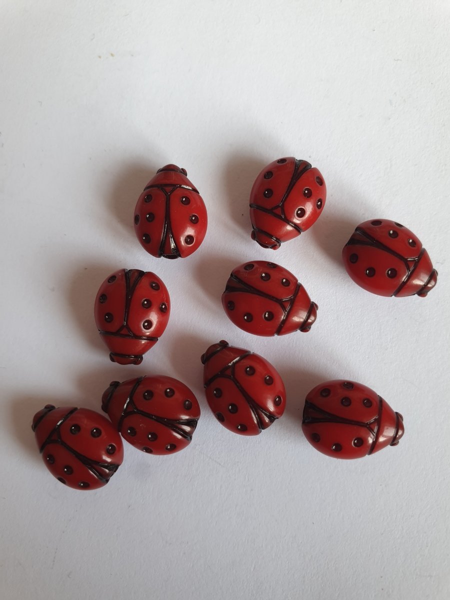 9 ladybird beads 