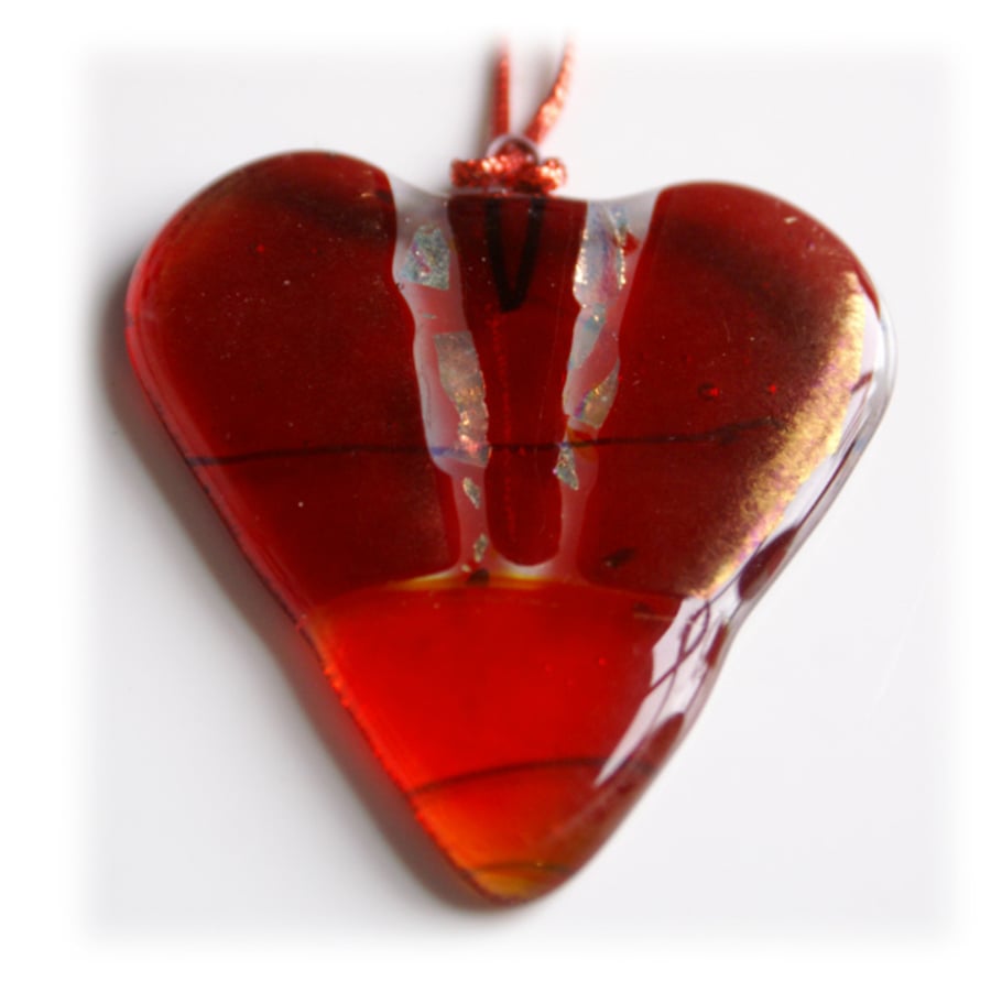 RESERVED - Love Heart Fused Glass Suncatcher 001 7cm 