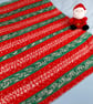 Hand Knitted Christmas Baby Blanket - Red Green Fair Isle Pram Blanket - Image 2