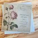 Vintage Botanical Greeting Card. Handmade Parchment Paper Card. 